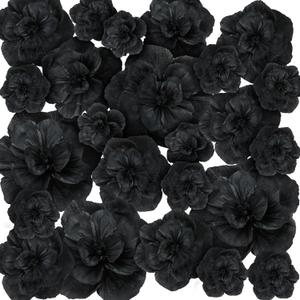 Giant Paper Flowers Artificial Large Paper Flower Decoration for Handcrafted Wall Backdrop Christmas Mexican Wedding Graduation Bridal Shower Birthday Party Supplies(Black,24 Pcs)