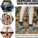 Welwoos 6 Pairs Merino Wool Ankle Hiking Running Socks Compression Support Thick Athletic Low Cut Socks for Women Men (Gray)