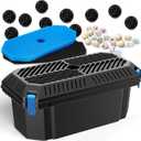 Antfraer Pond Filter Box, Outdoor Water Garden Filter Case for Pump Maintenance, Submersible & Fountain System Compatible, No Built-In Pump Included