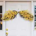 Moucuny 34'' Spring Forsythia Wreath for Front Door Artificial Yellow Forsythia Flower Garland Silk Spring Yellow Flowers Swag for Indoor Outdoor Wall Window Mantel Hanging Farmhouse Home Decoration