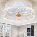 13In Flush Mount Ceiling Fans - White Bladeless Ceiling Fan with Lights and Remote Control, 3CCT Dimmable and Reversible, Small Low Profile Ceiling Fan Light for Modern Indoor Bedroom