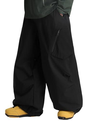 GSOU SNOW Womens Mens Snow Pants Baggy Snowboard Ski Pant Loose Waterproof Windproof Insulated Black, S