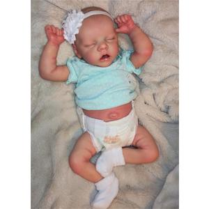 Lifelike Reborn Baby Dolls 17 Inch Full Body Vinyl Silicone Baby Doll Realistic Newborn Girl Silicone Sleeping Real Life Girl Poseable Dolls with Clothes Accessories for Kids Age 3+