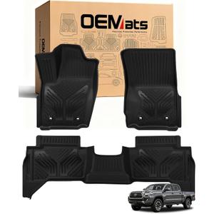 Premium Color TPE Floor Mats for Toyota Tacoma 2024 2025 2026 Double Cab Auto Tran (Not fit Hybrid) | Carbon Fiber Wing Design | All-Weather Floor Liners TRD/SR/SR5/limited 1st&2nd Row Mats