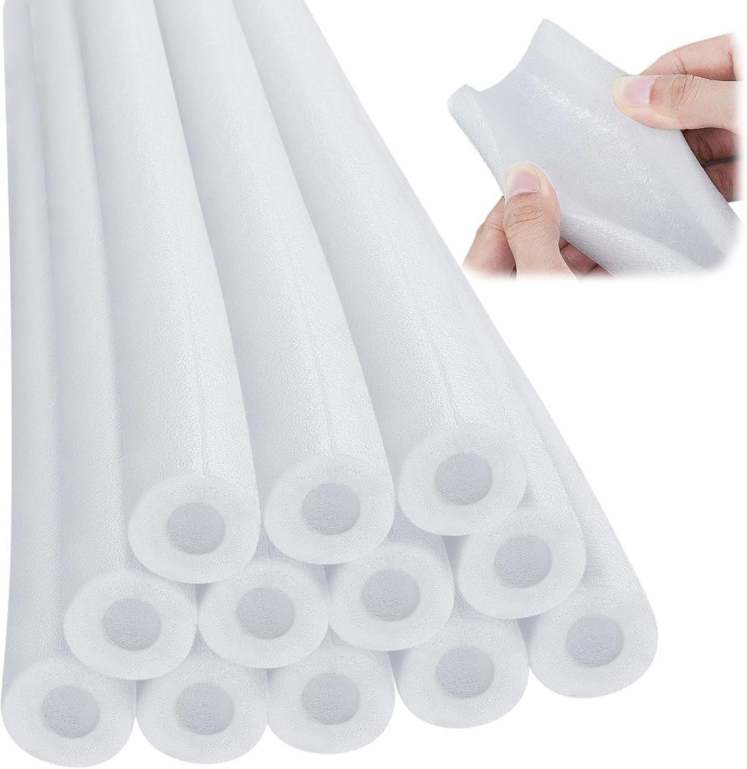 Amylove 12 Pcs 3.3 Feet Foam Pipe Insulation Foam Tube Insulating Water Pipe Pool Swim Noodles Pre Slit Heat Preservation Pipes Covers for Tubing Outdoor Winter Freeze Protection(White,1/2 Inch)