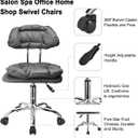 JOSTZHXIN Rolling Stool Backrest, Thick Seat Padding, Heavy Duty Home Office Rolling Chair, Adjustable Height Swivel Stool Chair for Nail Salon Spa Massage Tattoo Work,Dark Grey