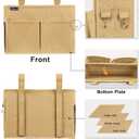 Surblue Bedside Caddy Hanging Organizer Bedside Storage Bag for Bunk and Hospital Beds (Small, Khaki)