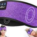 MUSICOZY Sleep Headphones Wireless, Bluetooth Headband Sports Sleeping Headphones Sleep Mask Earbuds Breathable Music Headband with Bluetooth 5.4, Perfect for Workout Running, Grape Purple