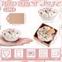 SiliFine 12 Pcs Pink Floral Party Favors for Guests Small Ceramic Bowl Bulk Gifts Set 3.3 Inch Floral Design Mini Dipping Sauce Dish with Card Box for Bridal Pooja Baby Shower Birthday Guest Gift