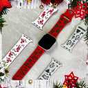 Christmas Band Compatible Apple Watch 38mm 40mm 41mm 42mm 44mm 45mm 46mm 49mm Winter Women,Blingbrione 3 packs Engraved Pink Silicone Santa Snowman Xmas Holiday Green Red 3 Sets Strap for iphone Watch Series Ultra 11 10 9 8 7 SE 6 5 4 3 2 1