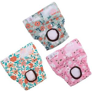 CuteBone Dog Diapers Female Washable Small Medium Large 3 Pack Reusable Doggie Diapers Puppy Period Pants for Doggy Heat Cycle Peeing D68XS CuteBone Dog Diapers Female Washable Small Medium Large 3 Pack Reusable Doggie Diapers Puppy Period Pants for Doggy Heat Cycle Peeing D68XS