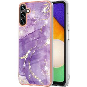 Slim Case for Samsung Galaxy A13 5G, Shiny IMD Marble Pattern Fashion Case for Girls,Camera Lens and Screen Protection Cover for Galaxy A13 5G,YBDD Purple