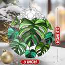 Monstera Plant Ornament  Christmas Decoration & Christmas Ornament; Stained Glass Holiday Decoration (Holiday Present, Bauble Present, Gift Idea, Gift Exchange) | Heirloom Keepsakes