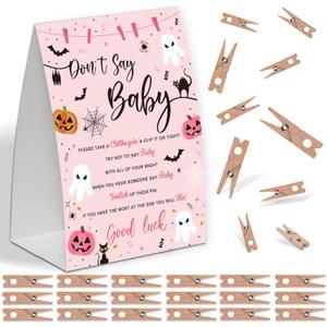 Halloween Pink Ghost Shower Decorations,Don't Say Baby Baby Shower Game,Gender Neutral Baby Shower Decorations,Small Clothespin Game,Baby Shower Ideas,Baby Shower Games 50 Guest,Fall Party Games