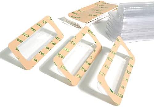 UPTTHOW Clear Plastic Dome Lip Balm Money Holder Craft Waterproof Rectangle Chapstick Money Cash Pounches Gift with Adhesive Back Card Making-100Packs