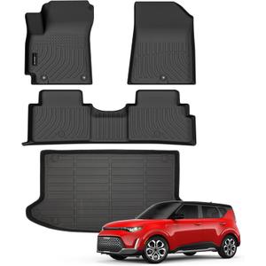 Auxko All Weather Floor Mats Cargo Mat Fit for Kia Soul 2025 2024 2023 2022 2021 2020(Only for Upper Deck,Without Subwoofer) Soul Accessories Black
