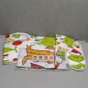 LIN&BABAY 4Pcs Christmas Shower Curtain Set with Non-Slip Rugs, Toilet Lid Cover and Bath Mat, Christmas Bathroom Decor with Hooks 71'' x 71'' (White)