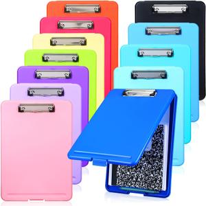 Ireer 12 Pcs Plastic Clipboard with Storage Heavy Duty Portable Writing Boards for 150 Sheet A4 Paper with Pen Holder Large Capacity Clipboards for Nurse Teacher Student Classroom Office(Colored)