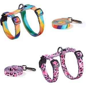 Cat Harness and Leash Set - Escape Proof Adjustable Cat Harness, Comfortable Soft Lightweight, Use Safe & Easy, Walking Travel Kitten Harness for Small Medium Large Cats (Yellow & Pink), Size M