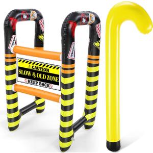 Arrowbash 2 Pcs Over The Hill Birthday Decorations Inflatable Walker and Cane Blow up Humorous Funny Gag Gifts for 40th 50th 60th Old People Birthday Party Decor