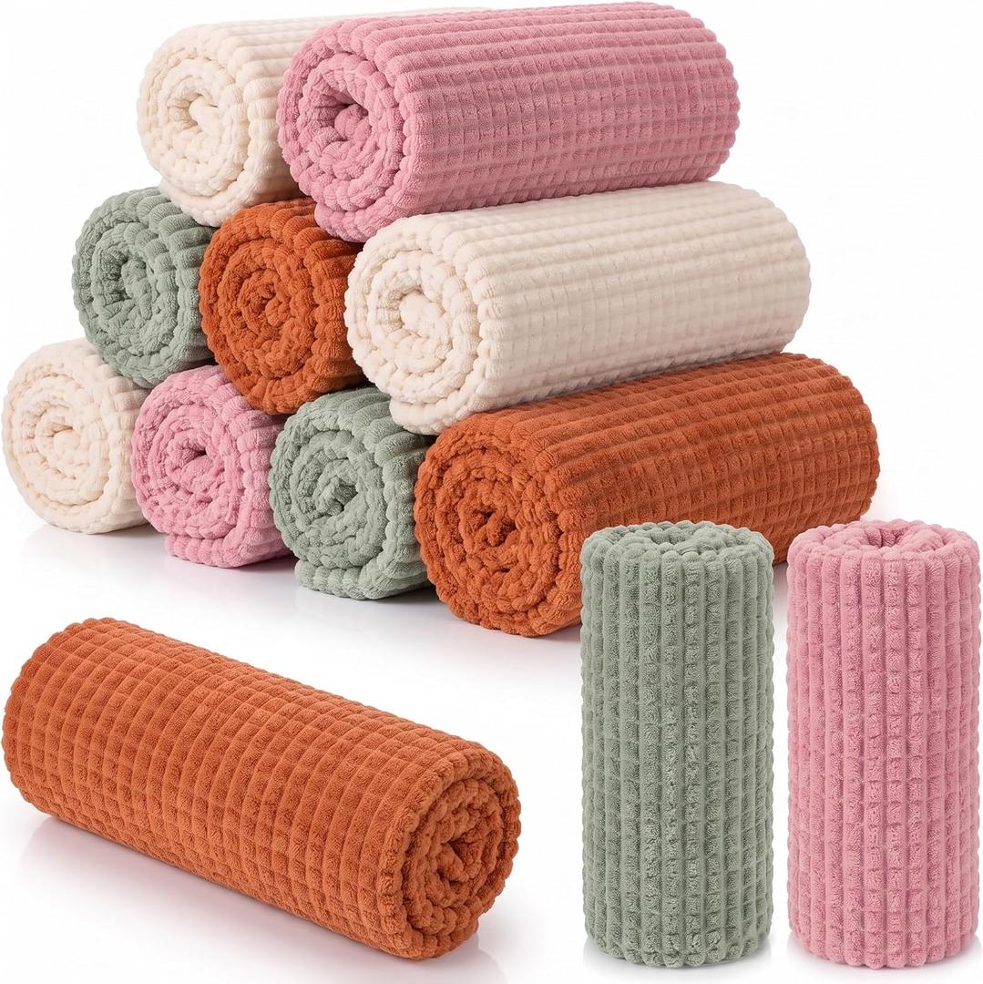 Buryeah 12 Pcs Flannel Throw Blankets Bulk, Fall Wedding, Colorful, 50 x 60 inches