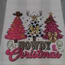 PQKIY Pink Western Christmas Trees Wall Art Decor, Leopard Howdy Christmas Decoration, Gold Bow Pink Leopard Coquette Xmas Bow Wall Decor for Bedroom Living Room Home, 12x16 Inch