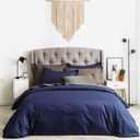 SUSYBAO Navy Duvet Cover King 100% Cotton 3 Pcs Set 1 Vintage Navy Blue Duvet Cover with Zipper Ties 2 Pillow Shams Farmhouse Dark Blue Hotel Collection Bedding Set Soft