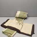 Grand Linen 3-Piece Sage Green/Beige/Brown Tropical Palm Tree Embroidered Duvet Cover Set Queen Size - Luxury, Ultra Soft and Durable. Size 94 × 92