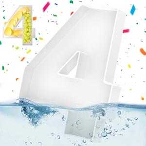 10.7"Acrylic Number Charcuterie Box,Fillable Numbers For Charcuterie,Number Trays for Food,Decorative Number Boxes, Number Shaped Form Tray for Party Decorative Birthday Anniversaries,4 white