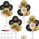 TONIFUL 4 Set Black Gold Balloon Stand Kit for Birthday Decorations for 50th,Balloon Centerpieces for Table Party Decorations Cheers to 50 Years Old Birthday for Men and Women