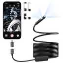 [Dual-Lens] Endoscope Camera with Light, 1920P HD Borescope with 8+1 Adjustable LED Lights, IP67 Waterproof 16.5FT Semi-Rigid Snake Cord Inspection Camera for iPhone, iPad and Android Phone (Type C)