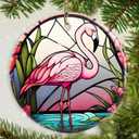 Flamingo Christmas Ornament - Ceramic Flamingo Ornament for Tree - Keepsake Gifts for Animal Lovers