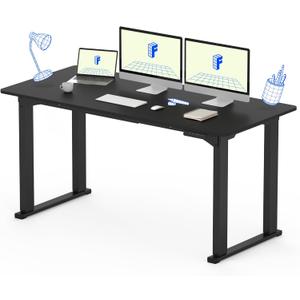 FLEXISPOT 4 Legs Standing Desk 63 x 28 Inch Electric Adjustable Height with Splice Board Home Office Sit Stand Up Desk, Black Top + Black Frame