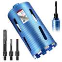 5" Dry Core Drill Bit, 5/8"-11 Thread, with 3 Adapters Included: SDS Plus, SDS Max and 1/2" Hex Abor, 9.5" Drilling Depth Diamond Concrete Core Bits for Brick, Block, Stucco, Masonry
