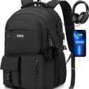 kadilong Cute School Backpack for Women,Bookbag Middle High School Bags Teen Girls,Knapsack Back Pack Stuff for College Student,Black (15,6 inch)