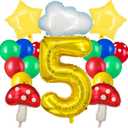 18-Piece Balloon Combo with 40-Inch Foil Digit Balloon,for Cartoon Gaming Party Decorations, for Birthdays and Theme Celebrations (No. 5)