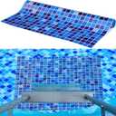 Drydiet Pool Step Mat Above Ground Ladder Mat, Swimming Protective Nonslip Step Pad with Texture, Pool Essentials Accessories for Floor Liners and Stairs, Blue Square Pattern(36 x 36 Inch)