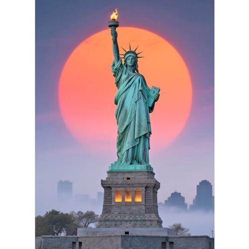 JZHYOAN Statue of Liberty Diamond Painting Kit Decor DIY Diamond Art Kits for Beginners Adults 5D Full Drill Crystal Rhinestone Round Gem Art Craft for Home Wall Decor Handmade Embroidery Gift 30x40cm