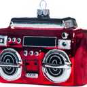 Set of 2 Hand Blown Glass Boombox Music Ornaments for Christmas Tree Decorations, Cute Nostalgic 80s Boom Box Radio Cassette Player Blown Glass Christmas Ornaments