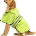 Ezierfy Waterproof Raincoats for Dogs - Adjustable Pet Raincoat Jacket, Lightweight Dog Hooded Rain Coat Waterproof Rain Poncho for Small to X- Large Dogs and Puppies (Neon Green, Large)