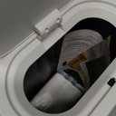 1.8 Gallons Small White Bathroom Trash Can with Lid, Slim Bathroom Garbage Bin, Removable Liner Bucket, Dog Proof Trash Can with Pop-Up Lid for Bedroom,Toilet