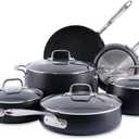 All-Clad HA1 Expert Hard Anodized Nonstick Cookware Set (10 Piece) Pots, Frying Pans, Dishwasher-Safe, Oven-Safe Up to 500F Compatible with All Stovetops (Gas, Electric & Induction) - Black