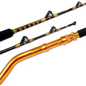 Fiblink Saltwater Fishing Rod 2 Piece Bent Butt Trolling Rod Deep Sea Roller Rod Big Game Conventional Boat Fishing Pole(50-80lbs/80-120lbs,5'6"/6')