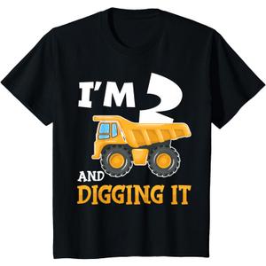 Two 2yr 2th Birthday Construction Boy 2 Years Old T-Shirt