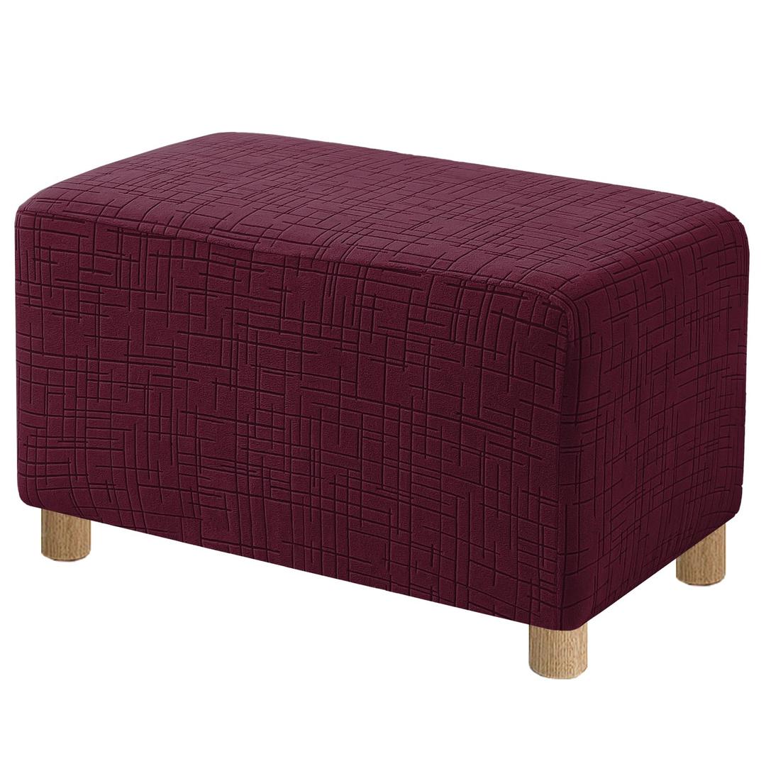 CYCMACO High Stretch Oversized Ottoman Cover, Ottoman Cover Rectangular for Folding Storage Stool, Thick Ottoman Slipcovers Washable Removable, with Elastic Bottom (X-Large, Burgundy)