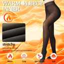 X-CHENG Fleece Lined Tights Sheer Women - Fake Translucent Warm Pantyhose Leggings Sheer Thick Tights for Winter (Black)