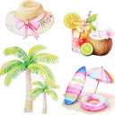 Honoson 4 Pcs Large 32" Summer Beach Party Decoration Cardboard Cutouts, Pool Coconut Tree Yard Signs Photo Booth Prop for Birthday Tropical Swimming Hawaiian Luau Bar Party Supplies, 23.6 to 31.5 inches