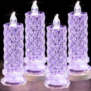 Rose Shadow LED Flameless Candles, 4PCS Romantic Battery Operated Candles Led Pillar Candles for Valentines Romantic Propose Anniversary Wedding Decorations(Pink, D 2.5" x H 7.2")