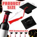 Qunclay 30 Pieces Mini Graduation Cap Black Hats with Red Tassels Plastic Grad Cake Pops Cover Toppers for Graduation Party Decorations