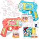 Toys for 3+ Year Old Boys Girls: 2 Pack Bubble Machine with Bubble Solution, Kids Toys for Ages 3-5 4-6 5-7, Outdoor Outside Toy for Kids Ages 4-8, Gifts for 3 4 5 6 7 8 Year Old Boys Birthday (Blue & Pink)